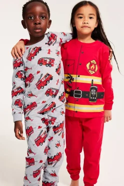 Palopelastaja-kuvioitu pyjama, 2 kpl:n pakkaus | Punainen | Lapset | Kappahl