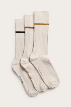3 parin pakkaus ribbineulottuja sukkia | Vaaleanbeige | Naiset | Kappahl