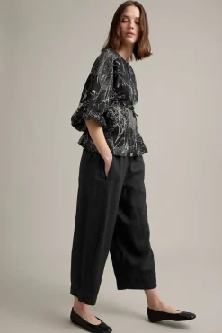 Pellavahousut barrel fit | Musta | Naiset | Kappahl