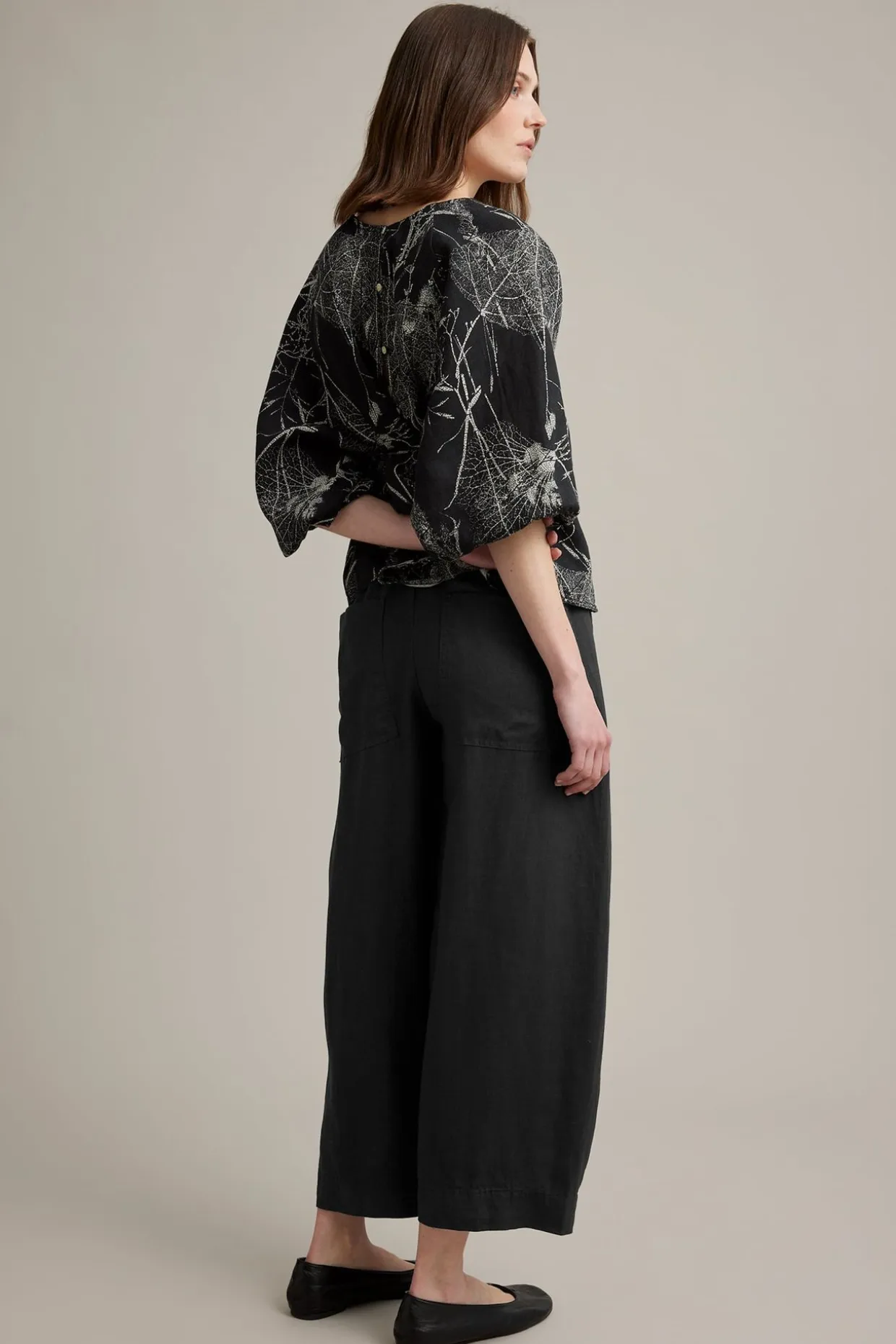 Pellavahousut barrel fit | Musta | Naiset | Kappahl