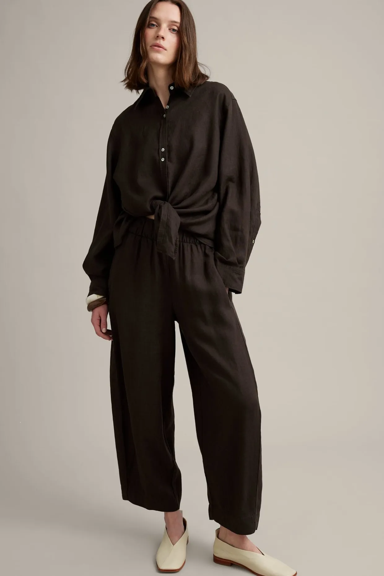 Pellavahousut barrel fit | Ruskea | Naiset | Kappahl