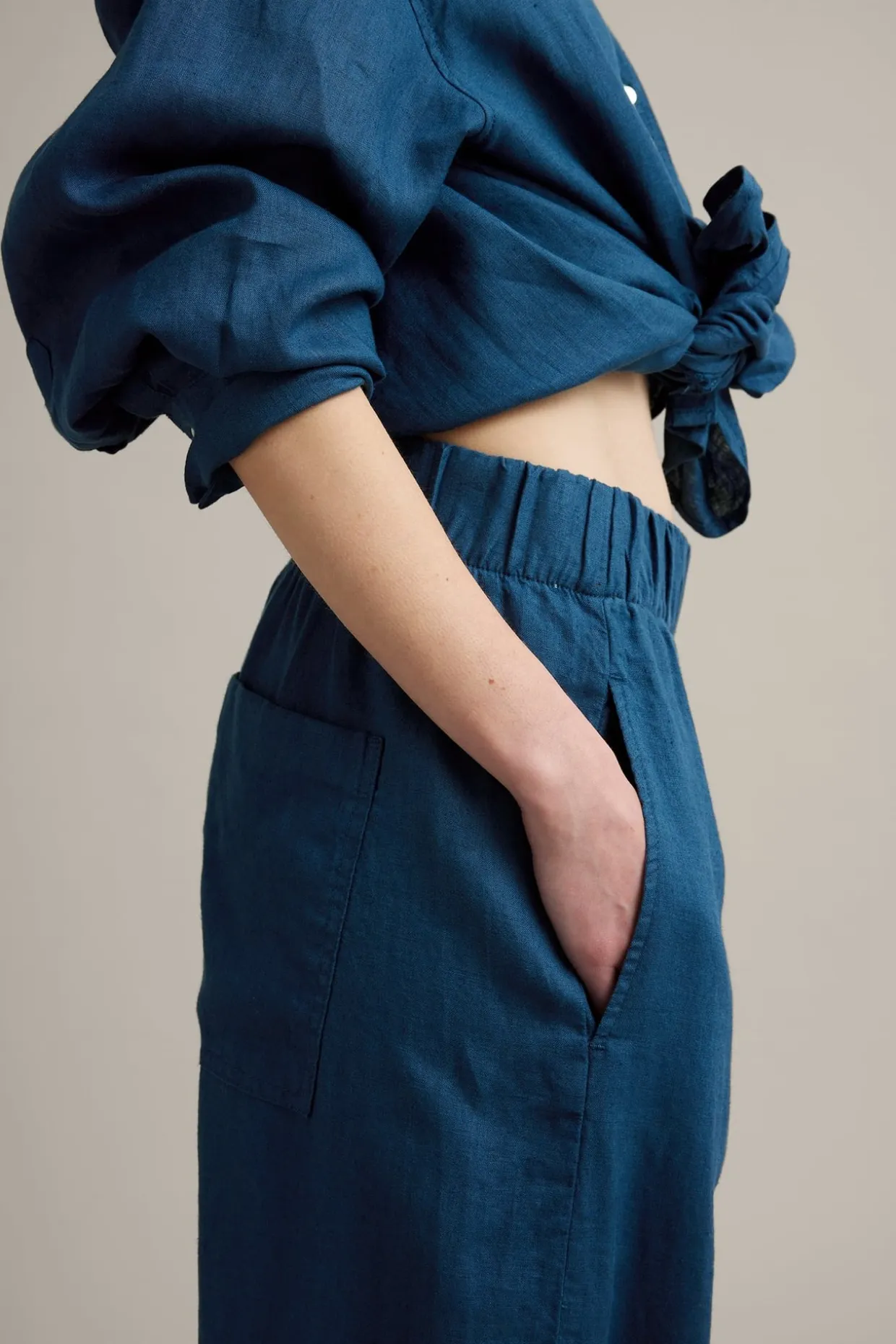 Pellavahousut barrel fit | Sininen | Naiset | Kappahl