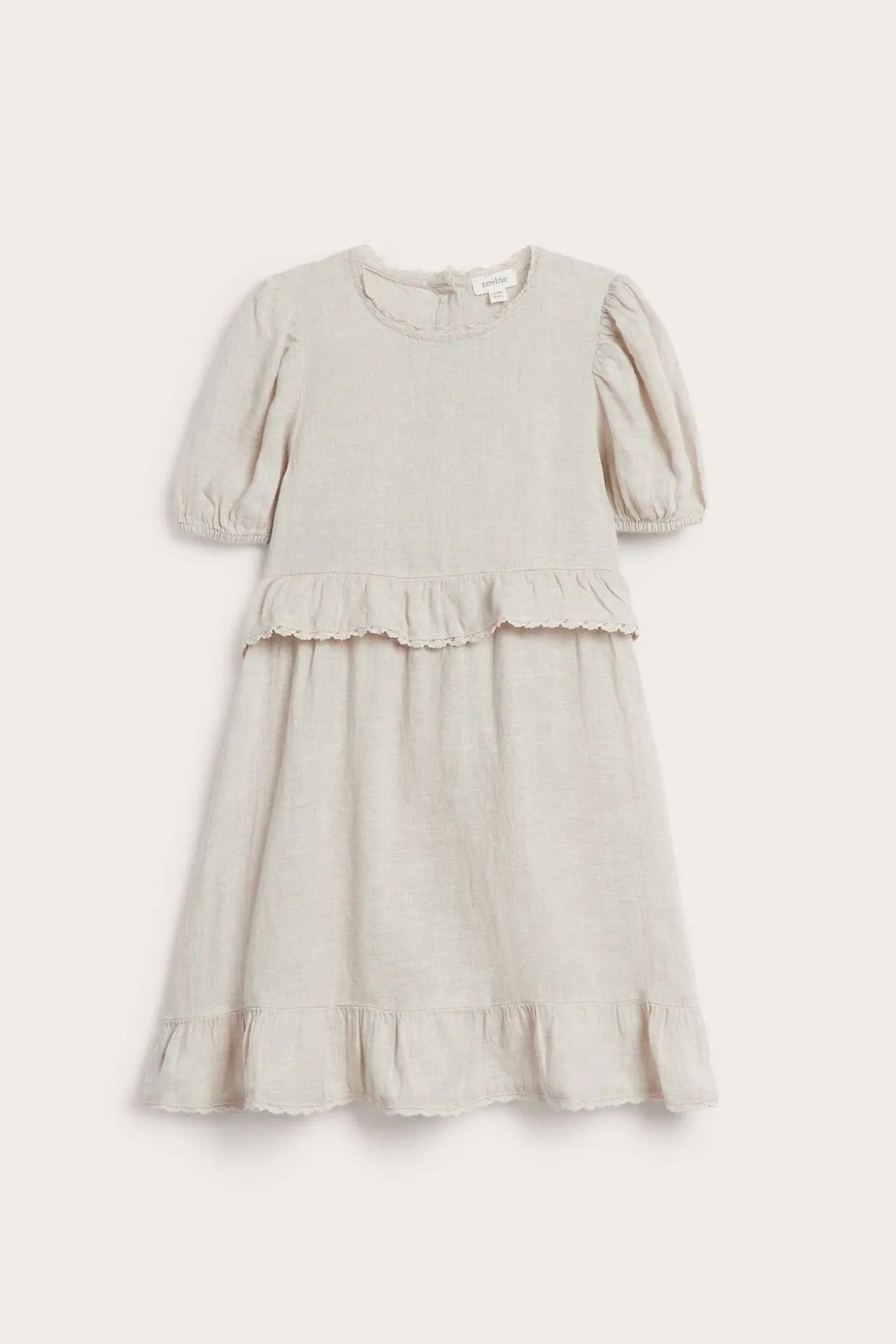 Pellavamekko, jossa röyhelöt | Vaaleanbeige | Lapset | Newbie