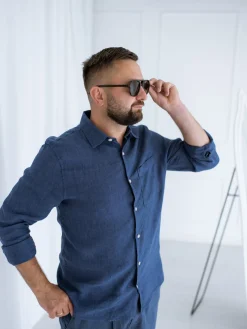 Pellavapaita regular fit | Vaaleansininen | Miehet | Kappahl
