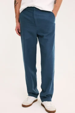 Pellavasekoitehousut regular fit | Sininen | Miehet | Kappahl