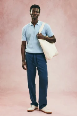 Pellavasekoitehousut regular fit | Sininen | Miehet | Kappahl