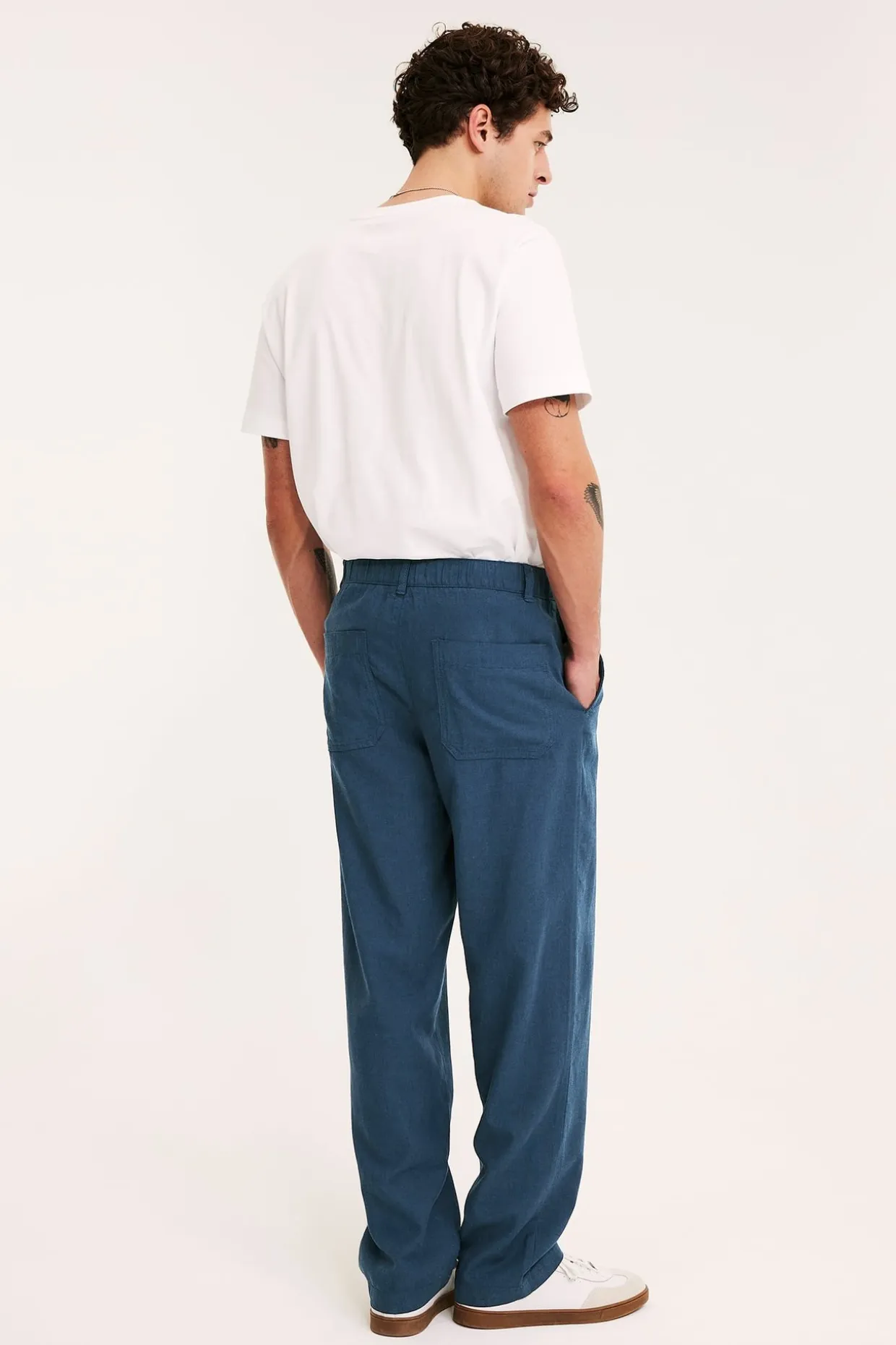 Pellavasekoitehousut regular fit | Sininen | Miehet | Kappahl