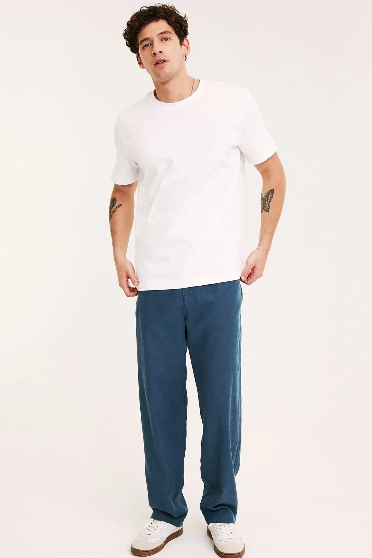 Pellavasekoitehousut regular fit | Sininen | Miehet | Kappahl