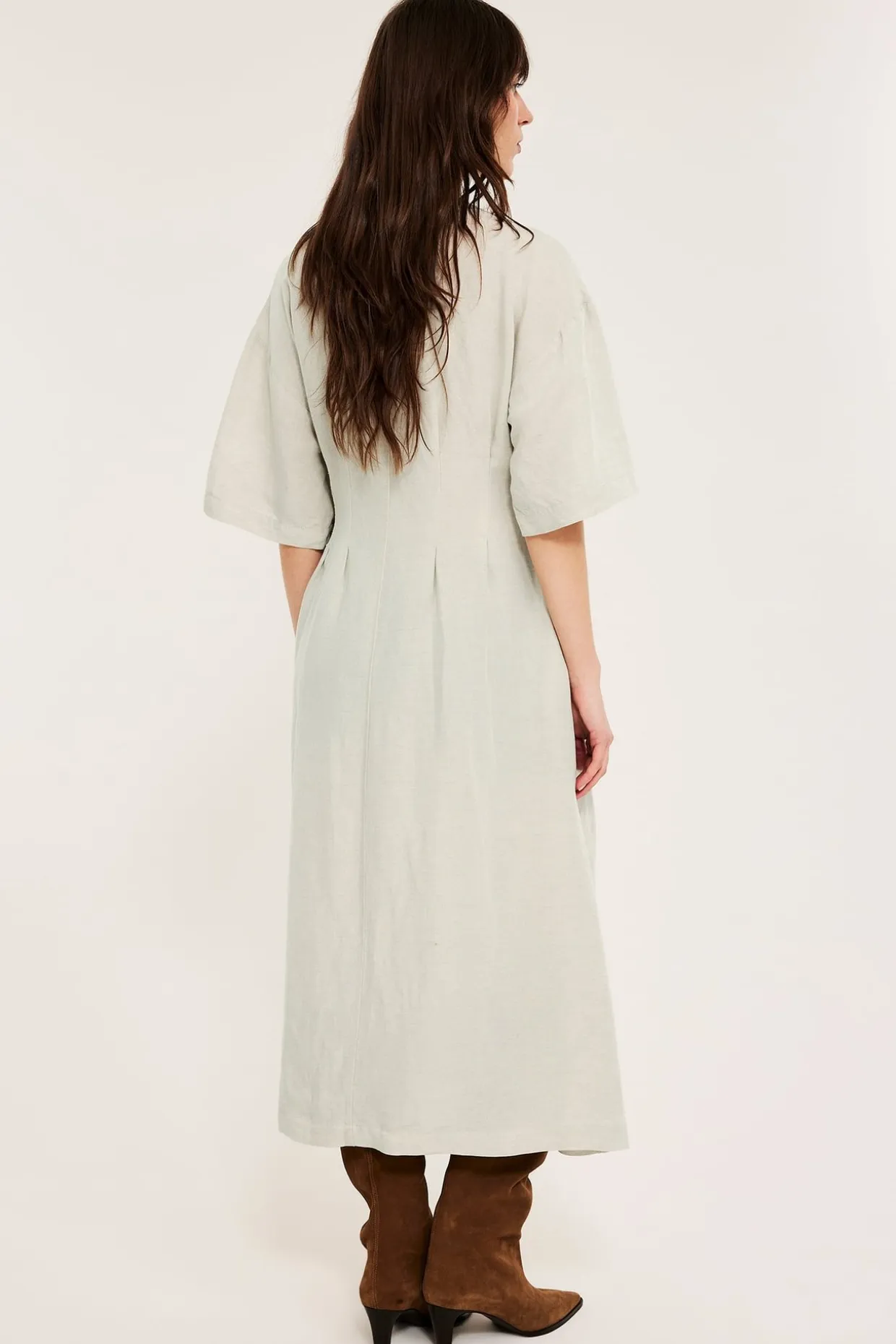 Pellavasekoitetta oleva mekko | Beige | Naiset | Kappahl