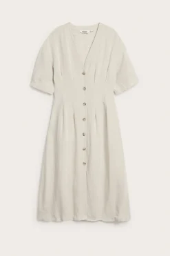 Pellavasekoitetta oleva mekko | Beige | Naiset | Kappahl
