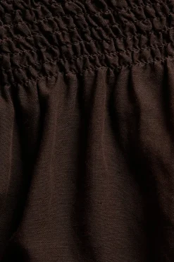 Pellavasekoitetta olevat shortsit | Tummanruskea | Naiset | Kappahl