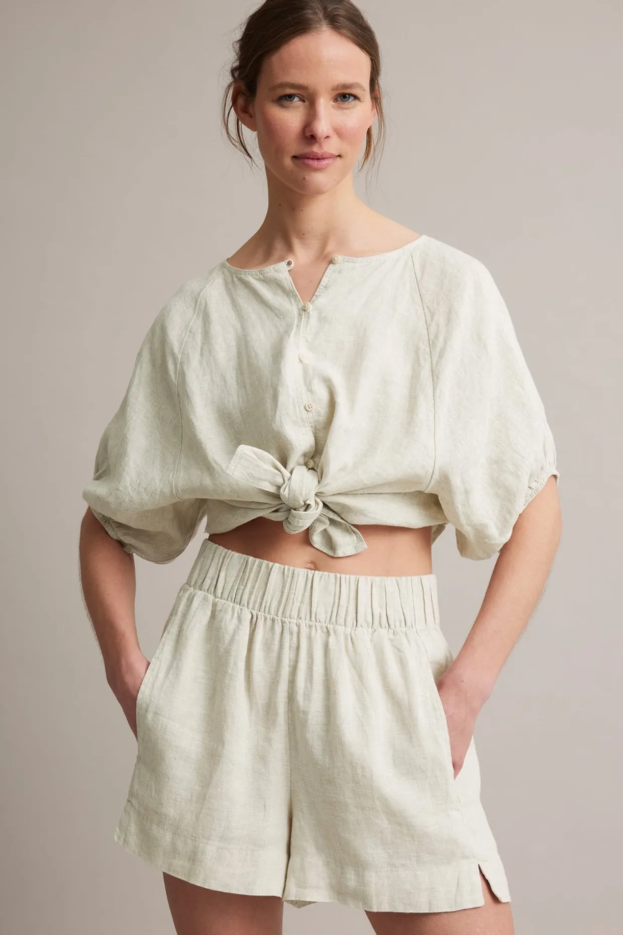 Pellavashortsit | Beige | Naiset | Kappahl