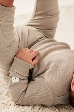 Pidennettävissä oleva ribattu body | Beige | Vauvat | Kappahl