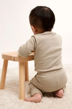 Pidennettävissä oleva ribattu body | Beige | Vauvat | Kappahl