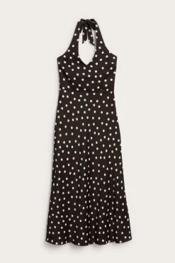 Pilkullinen halterneck-mekko | Tummanruskea | Naiset | Kappahl