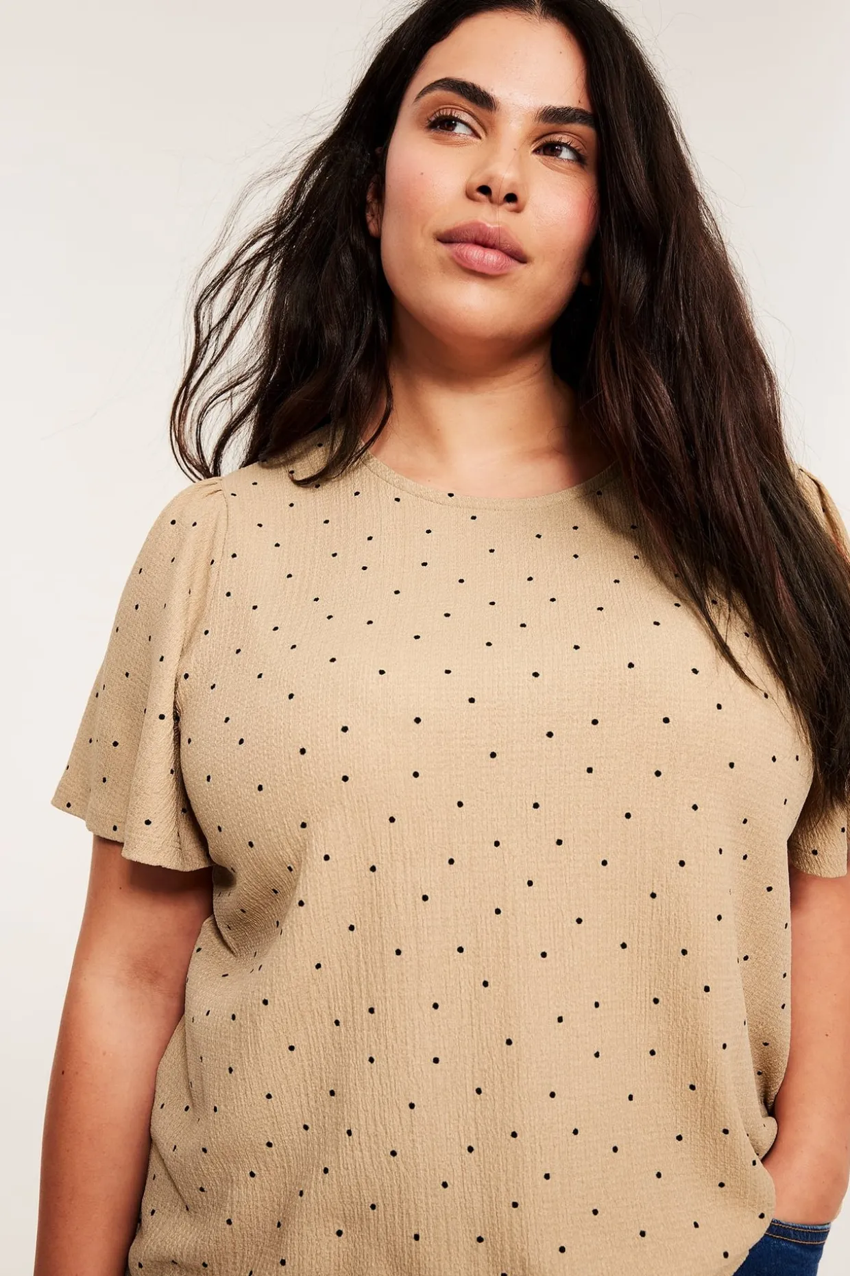 Pilkullinen yläosa | Beige | Naiset | Kappahl