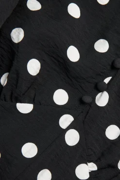 Pistekuvioinen napillinen mekko | Musta | Naiset | Kappahl