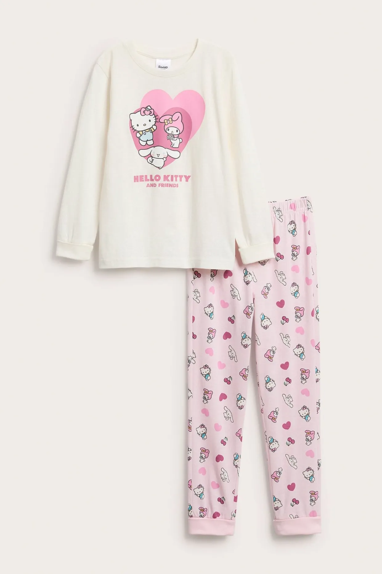 Pitkähihainen Hello Kitty -pyjamasetti | Luonnonvalkoinen | Lapset | Kappahl