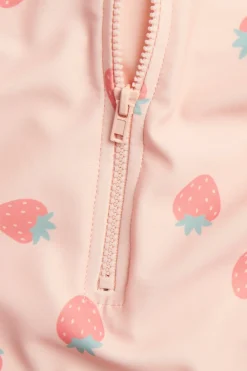 Pitkähihainen mansikkakuvioinen UV-puku | Pinkki | Vauvat | Kappahl