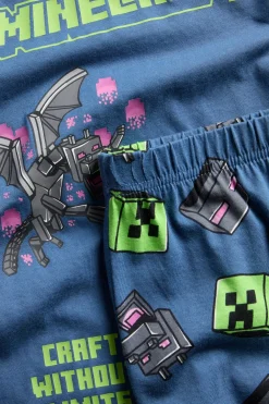 Pitkähihainen Minecraft-pyjama puuvillatrikoosta | Tummansininen | Lapset | Kappahl