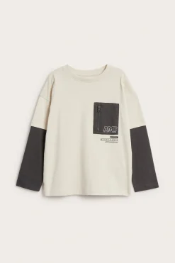 Pitkähihainen t-paita kerrosvaikutelmalla | Vaaleanbeige | Lapset | Kappahl