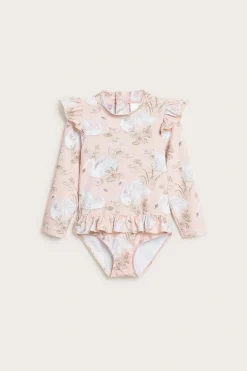 Pitkähihainen uimapuku UPF 50+ -kertoimella | Pinkki | Lapset | Newbie
