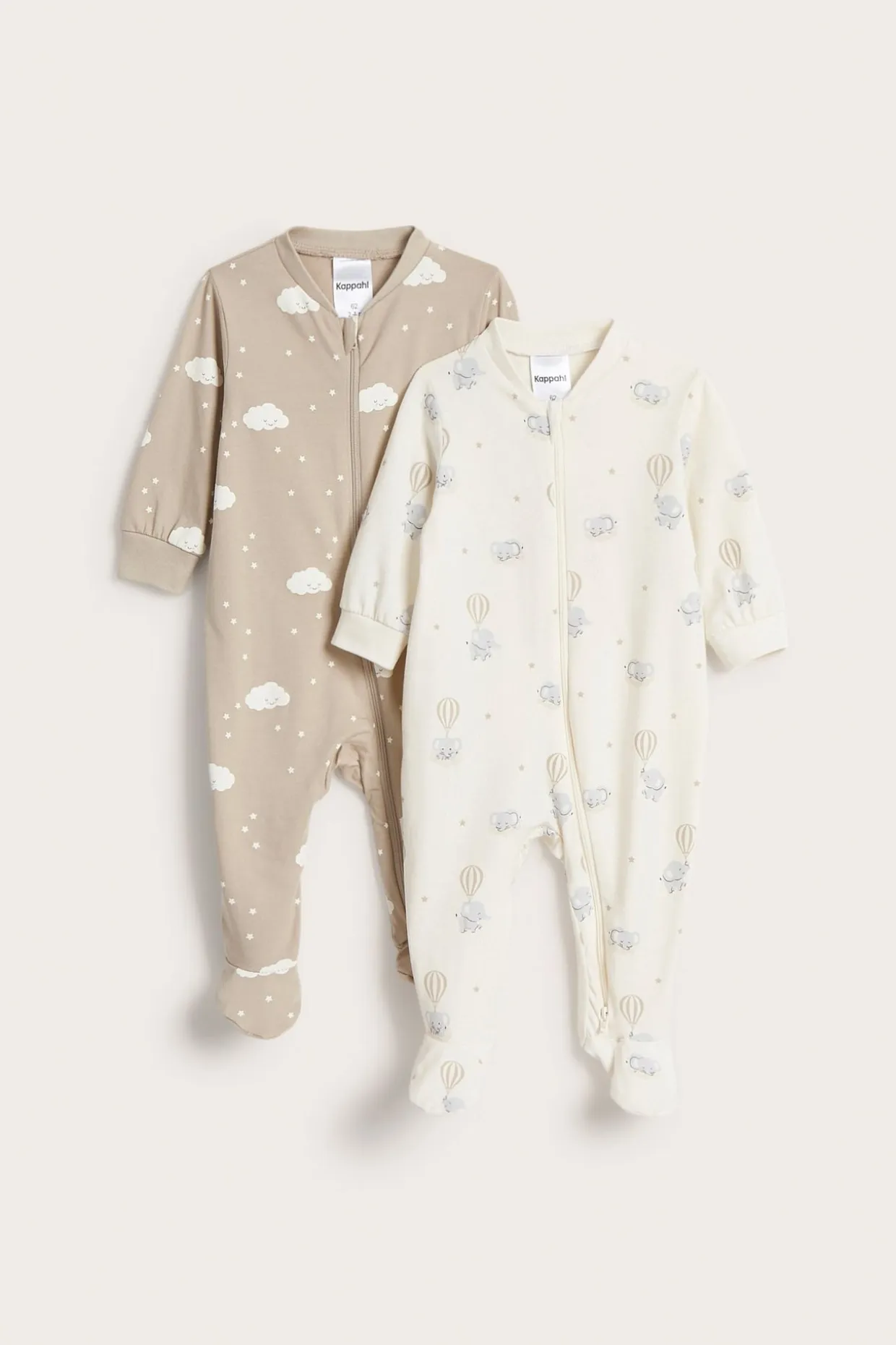 Pitkähihaiset pyjamat, 2 kpl:n pakkaus | Luonnonvalkoinen | Vauvat | Kappahl