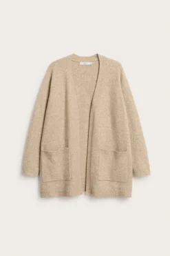 Pitkä neuletakki | Meleerattu beige | Naiset | Kappahl