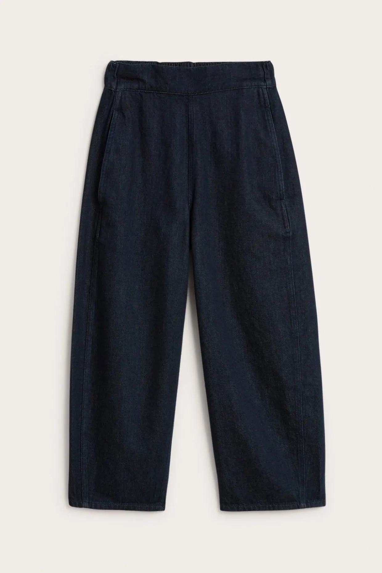 Pull-on-farkut barrel fit cropped | Tumma denim | Naiset | Kappahl