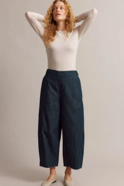 Pull-on-farkut barrel fit cropped | Tumma denim | Naiset | Kappahl