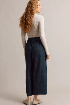 Pull-on-farkut barrel fit cropped | Tumma denim | Naiset | Kappahl