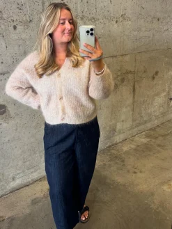 Pull-on-farkut barrel fit cropped | Tumma denim | Naiset | Kappahl