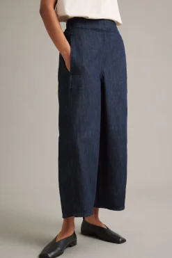 Pull-on-farkut barrel fit cropped | Tumma denim | Naiset | Kappahl