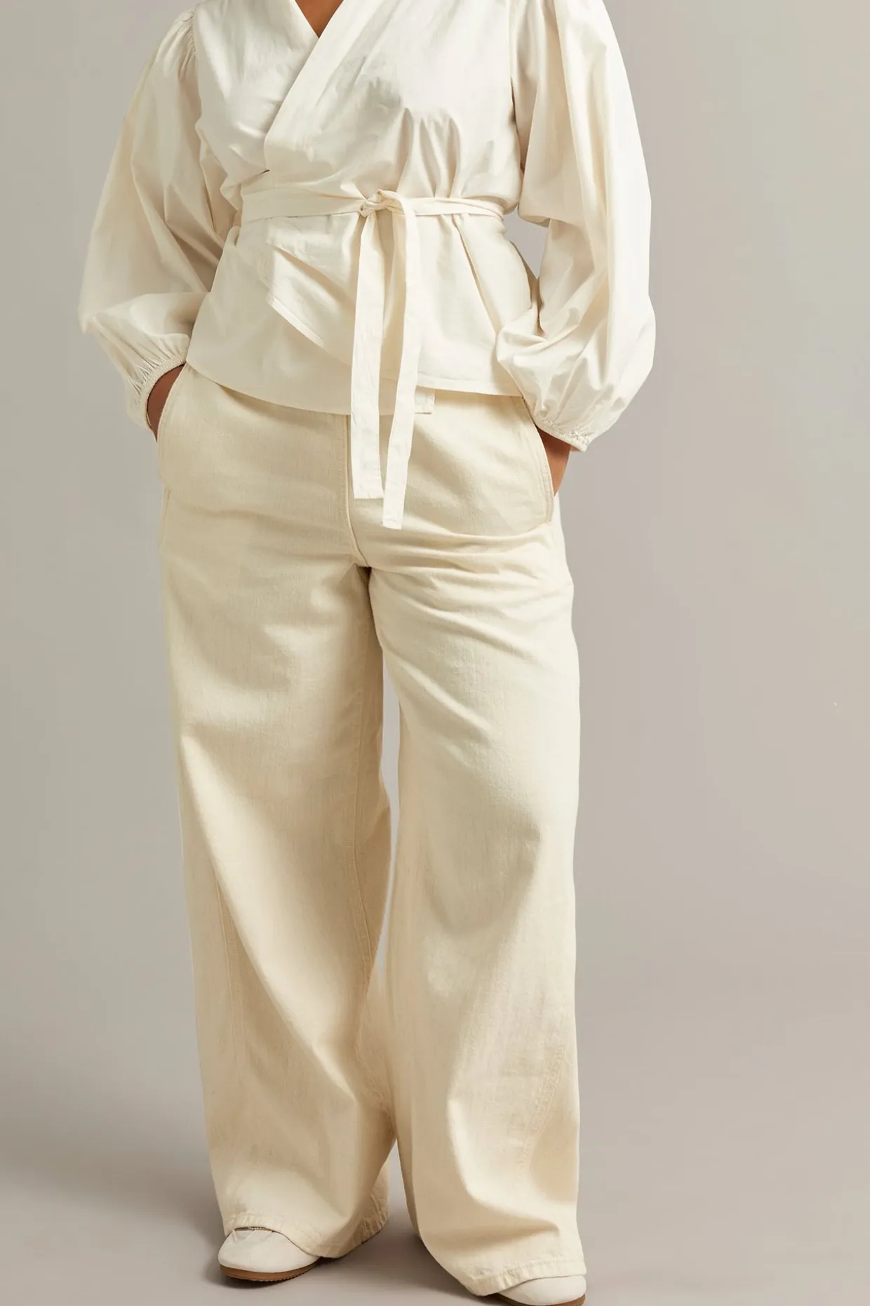 Pull-on-farkut wide fit | Beige | Naiset | Kappahl
