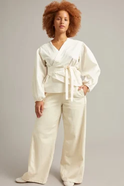 Pull-on-farkut wide fit | Beige | Naiset | Kappahl