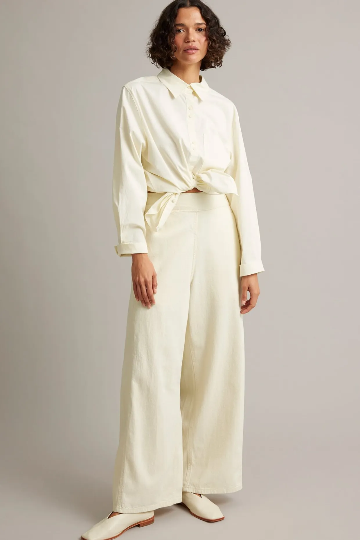 Pull-on-farkut wide fit | Beige | Naiset | Kappahl