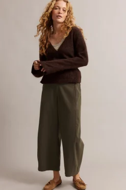 Pull on -housut barrel fit | Tummanruskea | Naiset | Kappahl