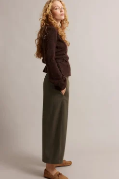 Pull on -housut barrel fit | Tummanruskea | Naiset | Kappahl