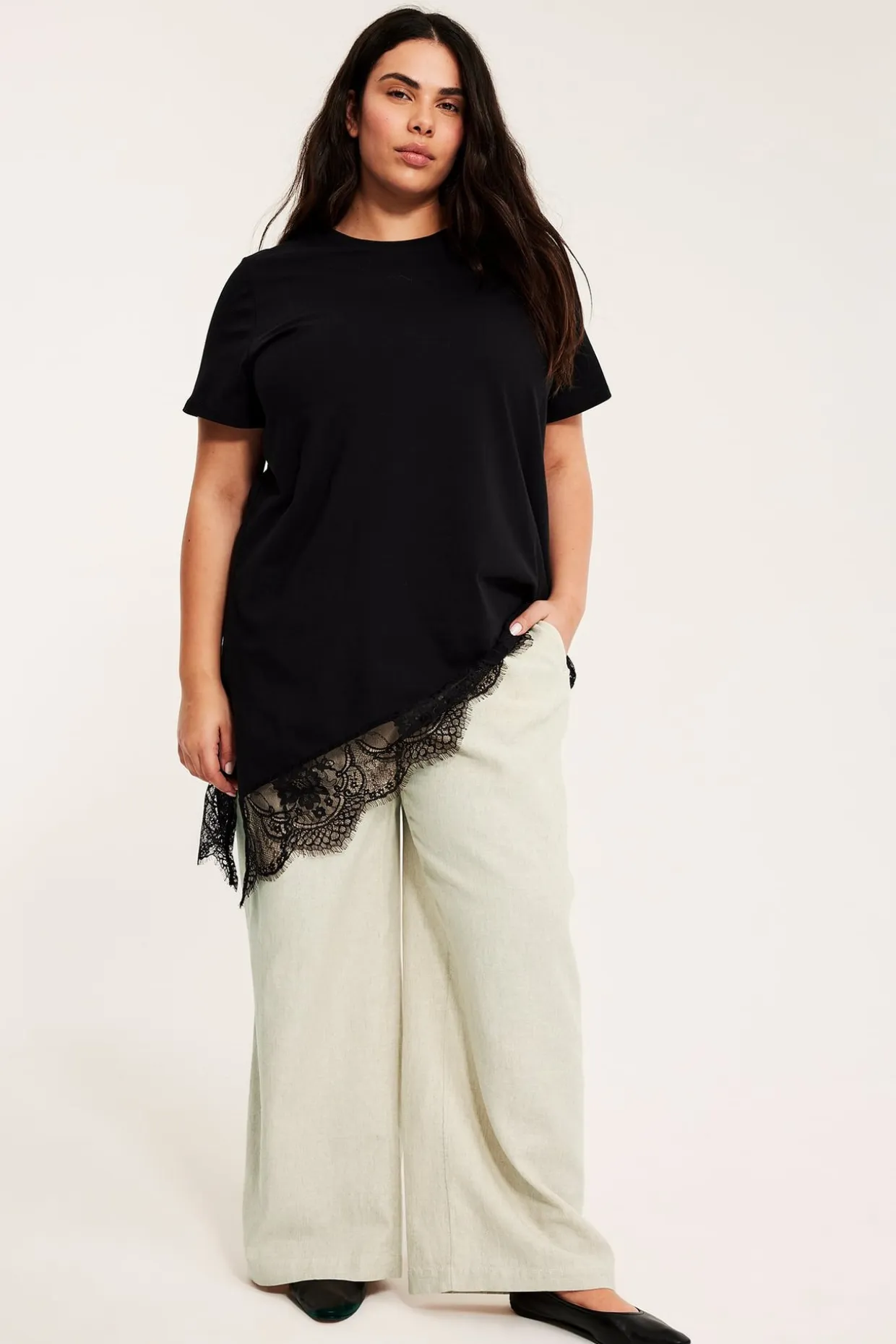 Pull-on-pellavasekoitehousut | Meleerattu beige | Naiset | Kappahl