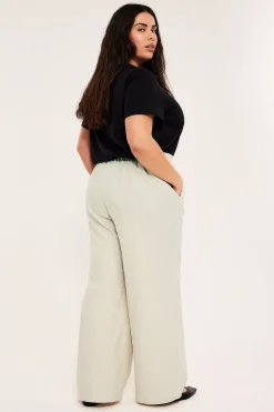 Pull-on-pellavasekoitehousut | Meleerattu beige | Naiset | Kappahl