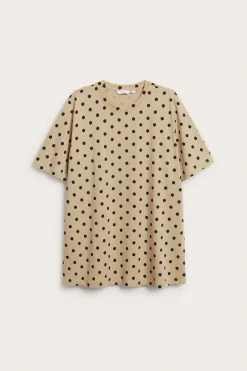 Puuvillaa oleva pistekuvioinen pitkä t-paita. | Beige | Naiset | Kappahl