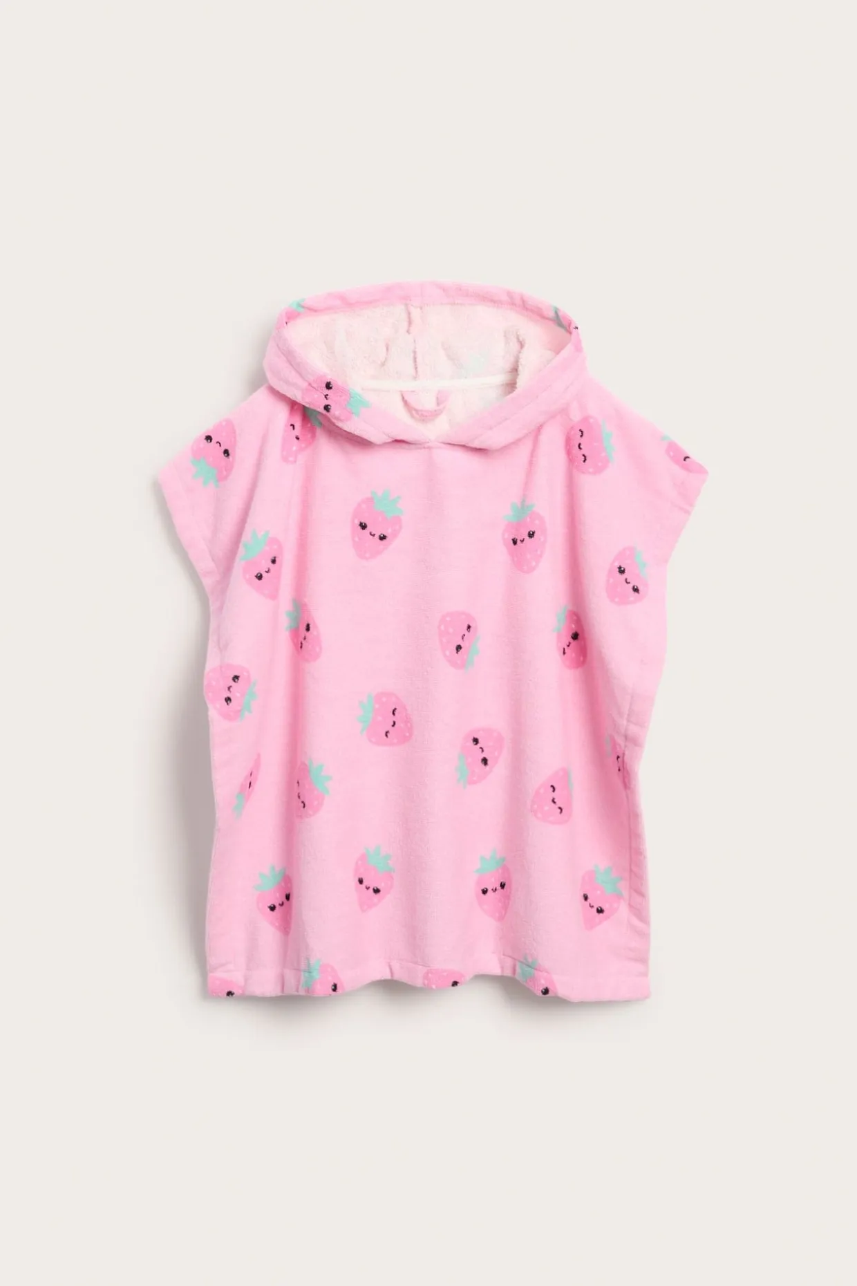Puuvillafroteeta oleva kuviollinen kylpyponcho | Vaaleanpunainen | Lapset | Kappahl