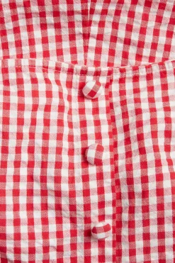 Puuvillakreppiä oleva ruudullinen mekko | Punainen | Naiset | Kappahl
