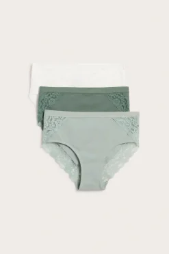 Puuvillapikkuhousut, 3-pack | Vaaleanvihreä | Naiset | Kappahl