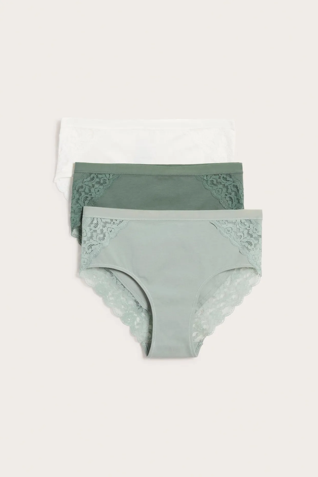 Puuvillapikkuhousut, 3-pack | Vaaleanvihreä | Naiset | Kappahl