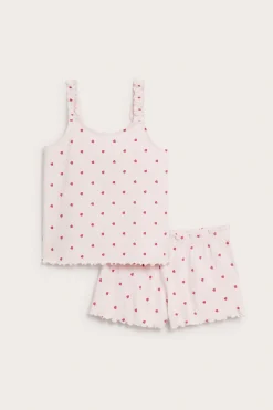 Puuvillapyjama, jossa on mansikkakuviointi | Vaaleanpunainen | Lapset | Kappahl