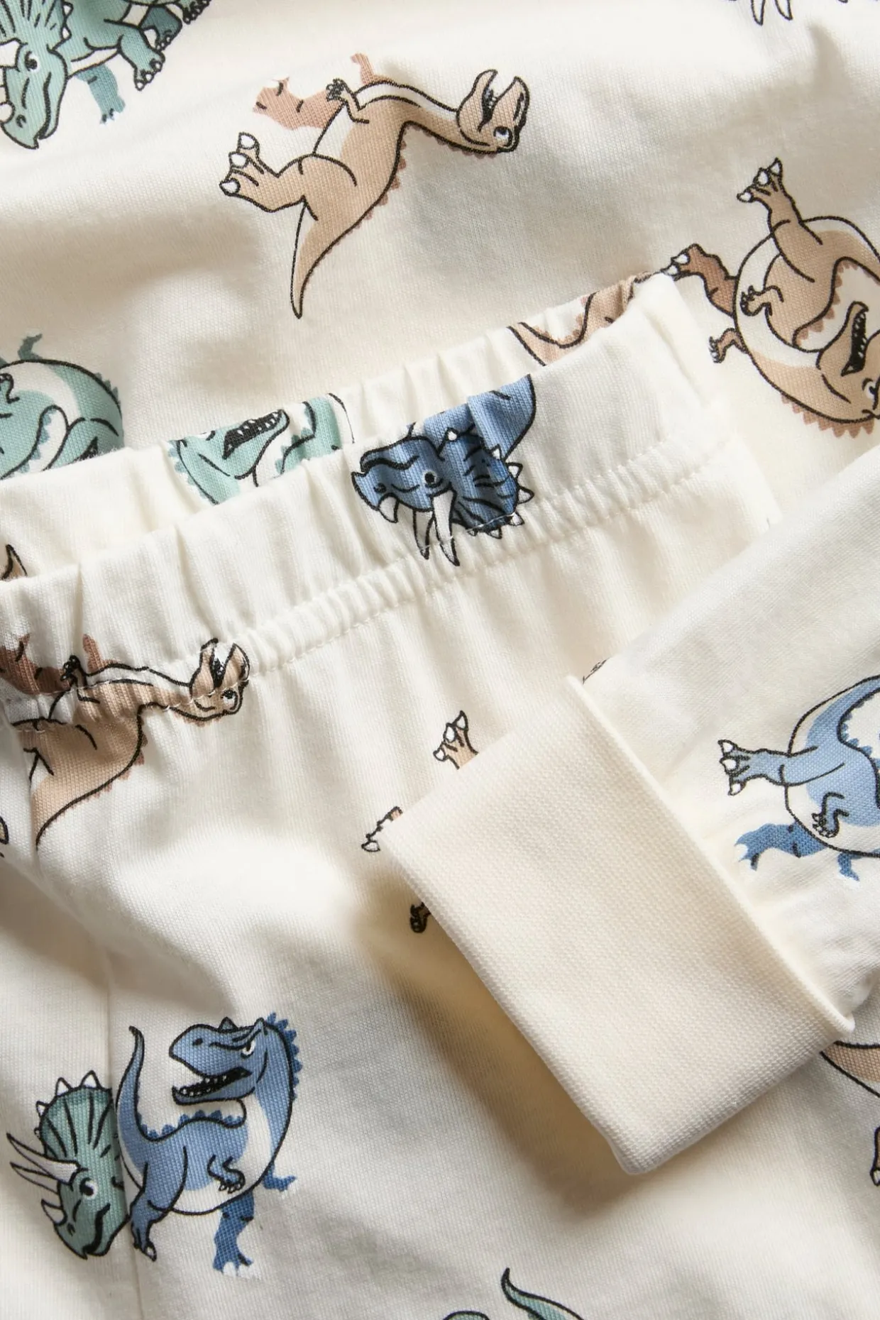 Puuvillatrikoosta valmistettu pyjama, jossa on dinosauruskuvio | Luonnonvalkoinen | Lapset | Kappahl