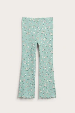 Puuvillatrikoota olevat kukkakuvioiset flare-leggingsit | Vaaleanvihreä | Lapset | Kappahl