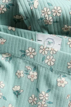 Puuvillatrikoota olevat kukkakuvioiset flare-leggingsit | Vaaleanvihreä | Lapset | Kappahl