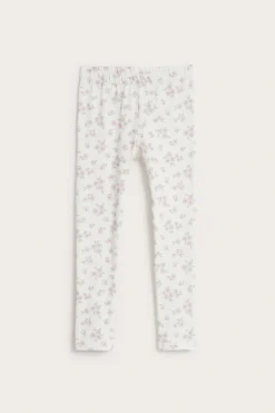 Puuvillatrikoota olevat kukkakuvioiset leggingsit | Luonnonvalkoinen | Lapset | Kappahl